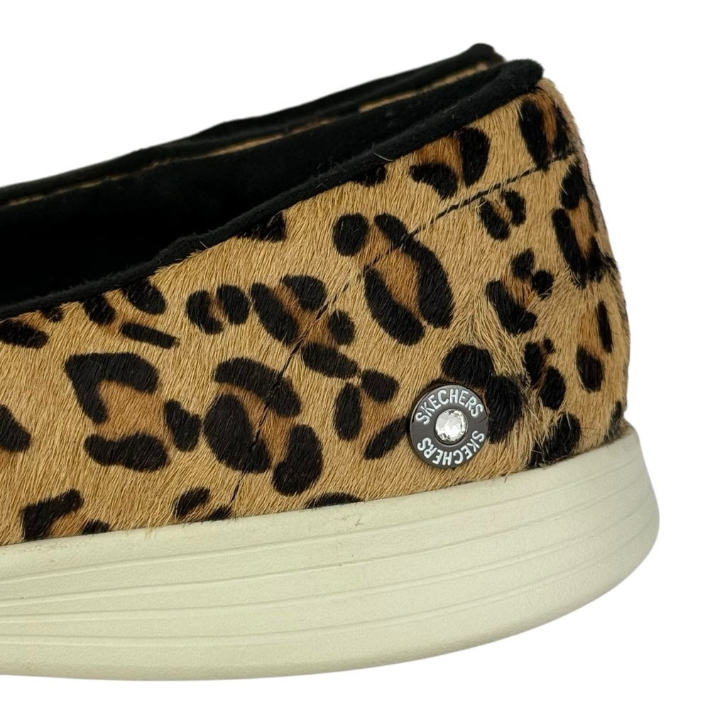 Skechers Leopard Print Tan Black Slip-On Athletic Flats - Picture 5 of 11